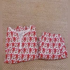 Roller Rabbit Monkey Longsleeve Polo Pajamas